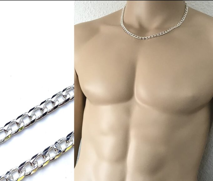 N3966c Chaine maille gourmette argent plaqué pour homme - Bijoux Colliers en ligne Ninanina