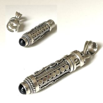 Bijou en argent 925 massif avec onyx noir, pendentif funéraire intemporel et élégant