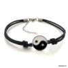 N3977 Bracelet yin yang homme et femme émaillé cordon cuir - Bijoux Bracelets en ligne Ninanina
