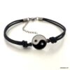 N3977a Bracelet yin yang homme et femme émaillé cordon cuir - Bijoux Bracelets en ligne Ninanina