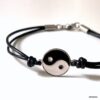 N3977a Bracelet yin yang homme et femme émaillé cordon cuir - Bijoux Bracelets Hommes en ligne Ninanina