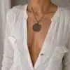 N3993a Collier femme pendentif filigrané argenté cordon daim réglable - Bijoux colliers femmes en ligne Ninanina