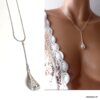 N4013 Collier forme cravate plaqué Argent pendentif goutte - Bijoux Colliers en ligne Ninanina
