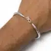 N4036a Bracelet maille serpent homme plaqué Argent fermoir crochet - Bijoux bracelets hommes en ligne Ninanina