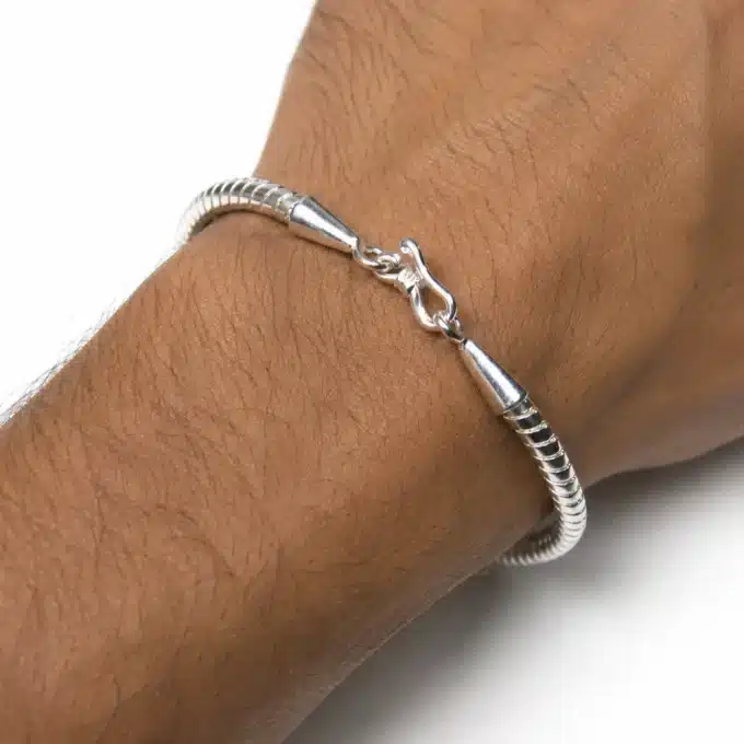 N4036a Bracelet maille serpent homme plaqué Argent fermoir crochet - Bijoux bracelets hommes en ligne Ninanina