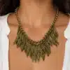 N4044 Plastron Ethnique breloques feuille doré et boucles d'oreilles assorties - Bijoux colliers femmes en ligne Ninanina