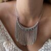 N4047b Collier Plastron Argent Ras De Cou Chainettes - Bijoux Colliers Plastrons ethniques en ligne Ninanina