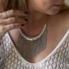 N4047e Collier Plastron Argent Ras De Cou Chainettes - Bijoux Colliers Plastrons ethniques en ligne Ninanina