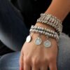 N4049 Bracelet gitan femme argenté manchette style turc - Bijoux Bracelets en ligne Ninanina