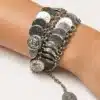 N4051 Bracelet manchette gitan deux rangs pieces style turc - Bijoux bracelets femmes en ligne Ninanina