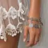 N4056 Bracelet tribal femme piecettes métal argenté - Bijoux bracelets femmes en ligne Ninanina