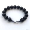 N4066i Bracelet perle noire homme Agate Acier inoxydable - Bijoux Bracelets en ligne Ninanina