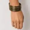 N4070 Bracelet Manchette femme multi rangs métal bronze - Bijoux bracelets femmes en ligne Ninanina