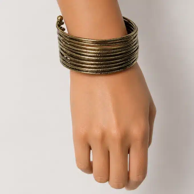N4070 Bracelet Manchette femme multi rangs métal bronze - Bijoux bracelets femmes en ligne Ninanina