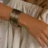N4070c Bracelet Manchette femme multi rangs métal bronze - Bijoux bracelets femmes en ligne Ninanina