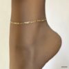 N4077h Chaine de cheville Laiton Plaqué Or maille figaro - Bijoux de pieds en ligne Ninanina
