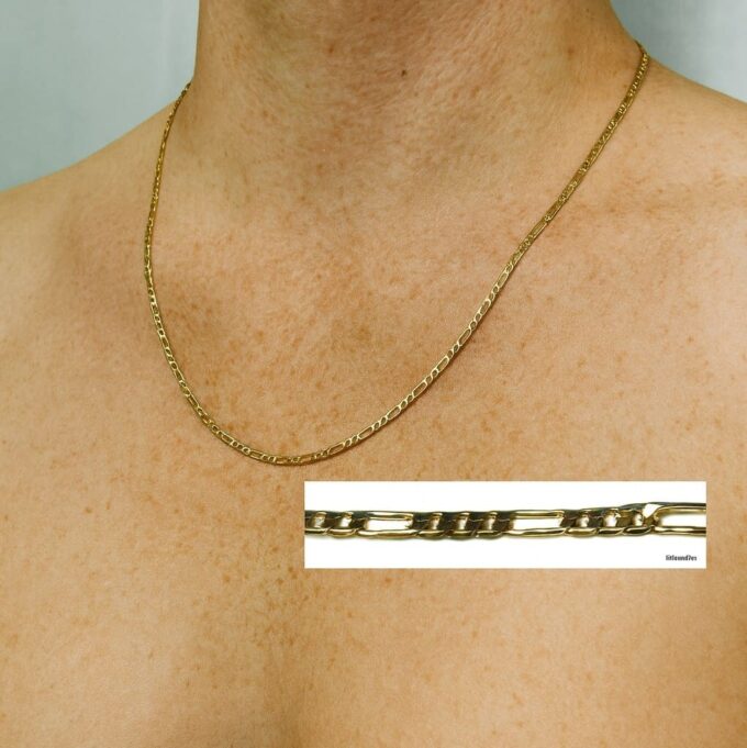 N4095 Chaine pour homme Plaqué Or 60 cm maille figaro pas cher - Bijoux chaines de cou hommes en ligne Ninanina