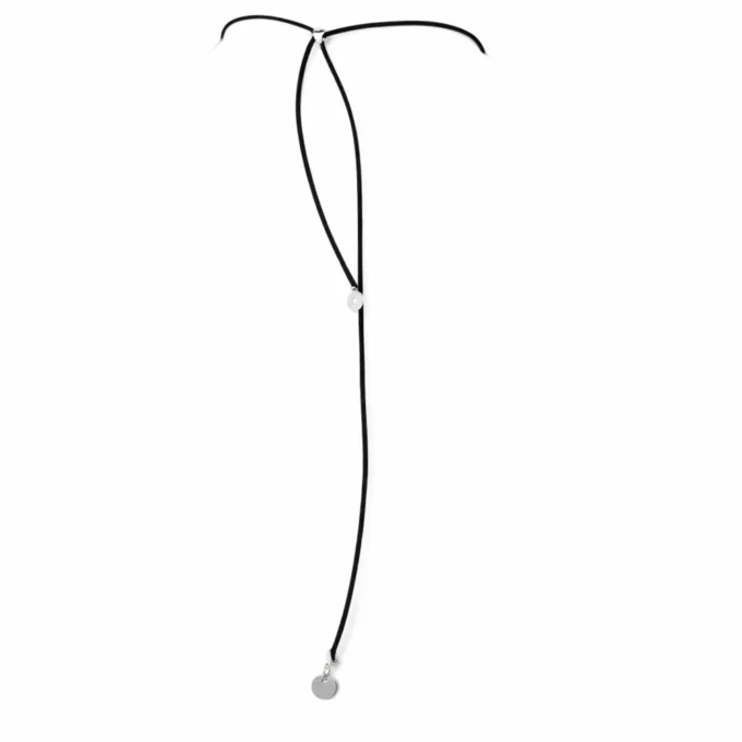 N4139c Collier De Dos Original Cordon Cuir Artisanal - Médaille Ronde Argent 925 massif - Bijoux Colliers femmes en ligne Ninanina