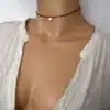 N4140e Collier de dos original fait main - cordon cuir breloque coeur Argent style boheme - Bijoux colliers femmes en ligne Ninanina