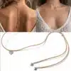 N4140f Collier de dos original fait main - cordon cuir breloque coeur Argent style boheme - Bijoux colliers femmes en ligne Ninanina