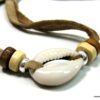 N4148a bracelet cordon daim et coquillage grain de café