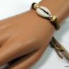 N4148c bracelet cordon daim et coquillage grain de café