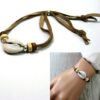 N4148e bracelet cordon daim et coquillage grain de café