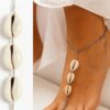 N4150c Chaine de Pied Femme en Acier Inoxydable et Coquillages Cauris Blancs – Bijou Artisanal Fait Main en France - Bijoux de pieds en ligne Ninanina