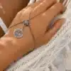 N4159a Bijou de main ethnique - bracelet bague piece acier chirugical - Bijoux de mains femmes en ligne Ninanina