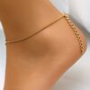 N4167 Chaine de Pied Femme en Acier Inoxydable Doré à Disques – Bijou Artisanal Fait Main -Bijoux de pieds en ligne Ninanina