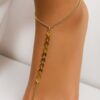 N4167d Chaine de Pied Femme en Acier Inoxydable Doré à Disques – Bijou Artisanal Fait Main -Bijoux de pieds en ligne Ninanina