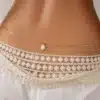 N4195c Chaine de taille Acier doré et goutte Nacre blanche - Bijoux de corps femmes en ligne NJinanina