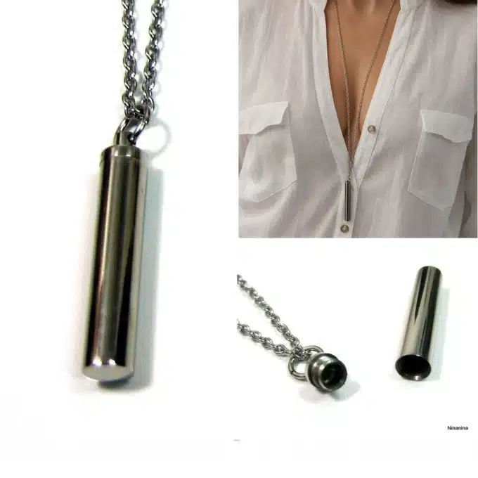 N4198d Collier message personnalisé pendentif porte message acier inoxydable - Bijoux Colliers femmes en ligne Ninanina - Copie