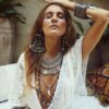 N4215d Collier Plastron ethnique breloques pièces argenté - Bijoux Colliers ethniques en ligne Ninanina