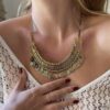 N4216b Collier Plastron Egyptien Or Pièces doré Pour Femme - Bijoux Colliers Platrons Femmes en ligne Ninanina