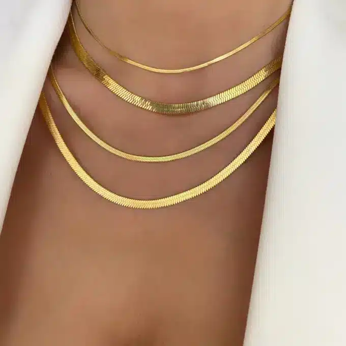 N4217e Collier maille serpent plaqué or acier femme - Bijoux Chaines Femmes en ligne Ninanina