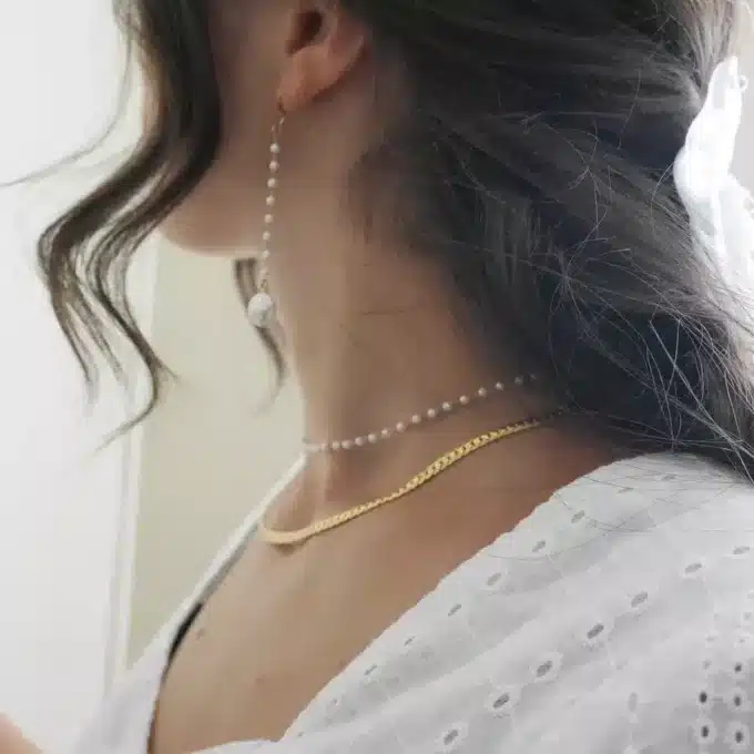 N4217f Collier maille serpent plaqué or acier femme - Bijoux Chaines Femmes en ligne Ninanina