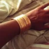 N4219b Bracelet Manchette dorée large fil or pour femme - Bijoux Bracelets en ligne Ninanina