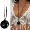 N4234a Sautoir photo pendentif métal noir - Collier long femme - Bijoux colliers femmes en ligne Ninanina