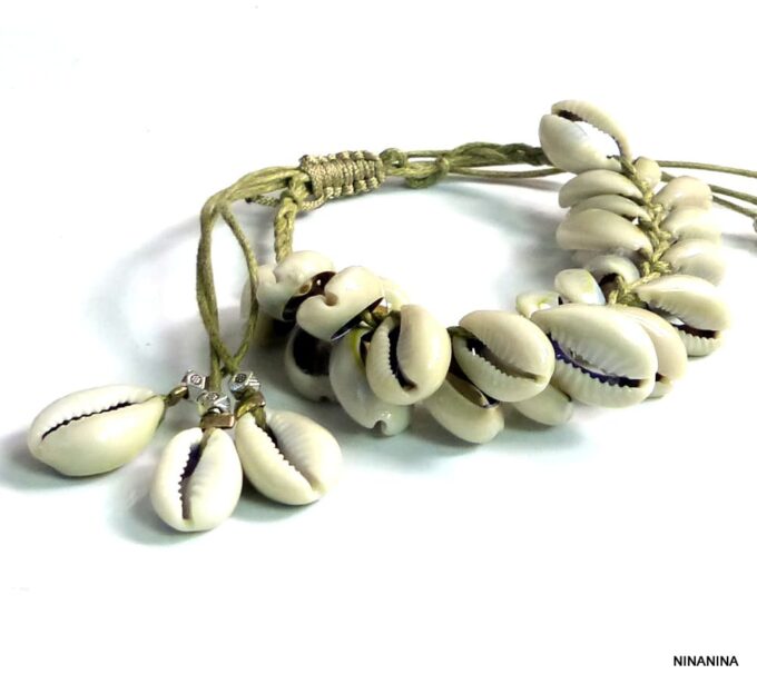 N4240bisb Bracelet de cheville coquillages