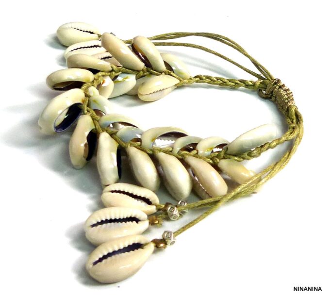 N4240bise Bracelet de cheville coquillages