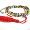 N4254a bracelet wrap rocaille multicolore pompon rouge