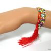 N4254d bracelet wrap rocaille multicolore pompon rouge