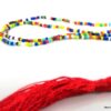 N4263a Chaine de taille perles multicolores pompon rouge boheme chic - Bijoux de corps femmes en ligne Ninanina