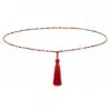 N4263c Chaine de taille perles multicolores pompon rouge boheme chic - Bijoux de corps femmes en ligne Ninanina