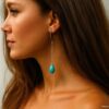 N4268a Boucles d’oreilles longues femme goutte howlite turquoise sur chaînette en argent 925 – Bijou artisanal fait main - Bijou d'oreille en ligne Ninanina