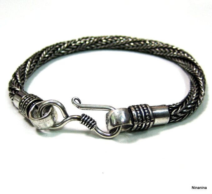N4278g_Bracelet_homme_plaque_argent_fermoir_crochet