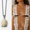 N4284 Collier bouddha blanc - Sautoir Acier inoxydable argent - Bijoux colliers femmes en ligne Ninanina