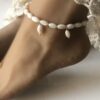 N4288 Bijou Pied Mariage nacre blanche et argent 925 massif - Bijoux de pieds mariée en ligne Ninanina