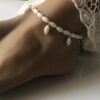 N4288e Bijou Pied Mariage nacre blanche et argent 925 massif - Bijoux de pieds mariée en ligne Ninanina